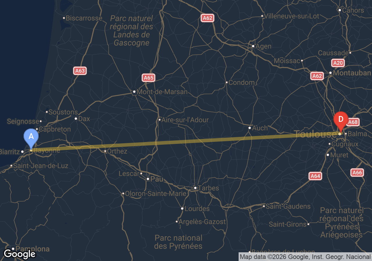Chauffeur VTC Gare Matabiau Bayonne — SSINT VTC Tesla Model 3