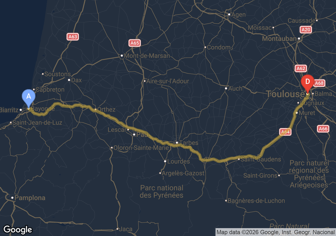 Chauffeur VTC Toulouse Bayonne — SSINT VTC